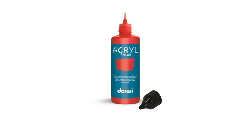 Darwi Flacon de 80 ml de Peinture Acrylique Universelle Brillante - vermillon