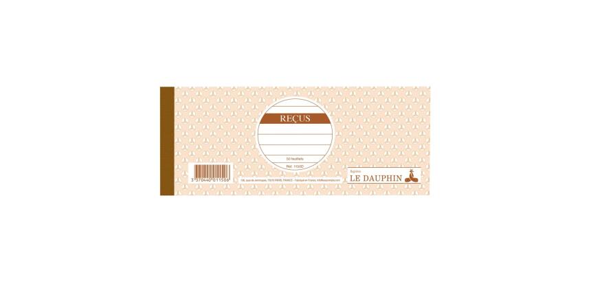 Carnet de reçus 9 x 22,5 cm 50 feuillets 10 colonnes