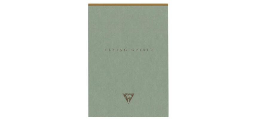 Flying Spirit Green bloc entoilé entête 14,8x21cm 140p détach. Ligné motifs assortis papier ivoire 90g - Vert de gris