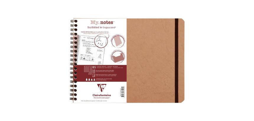Clairefontaine Nomaddict My Notes Notebook - B5 Landscape - Lined - 90gsm - Havana||