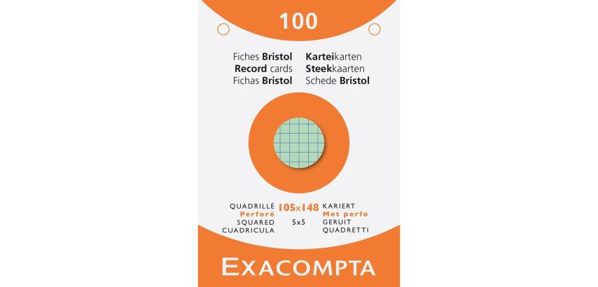 Pk 100 Exa Record Cards 5/5 105x148 Ast - Assorted colours