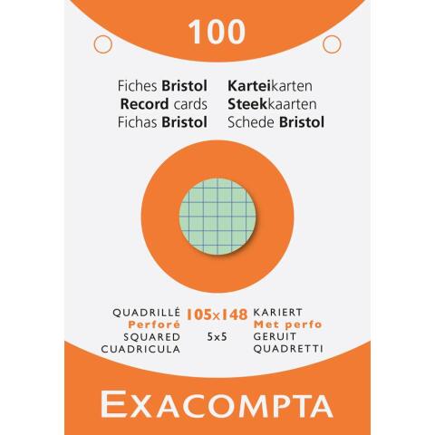 Fichas de cartulina bristol 205 g/m2 - Cuadri?cula taladros - 105x148 mm - Colores surtidos