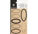 Etiquette Adhésive, Kraft ovale noir - Noir