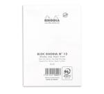 Bloc agrafé Rhodia N°13 10,5x14,8 cm 80 feuillets petits carreaux 5x5 80g - Blanc