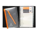 Portabiglietti da visita spiralati Exacard, 20 buste rimovibili, 120 biglietti da visita - 20x14,5cm - Nero