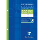 Feuillets mobiles sous étui 17x22 cm 200 pages perforées 2 trous petits carreaux