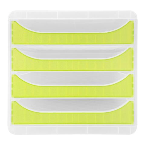 Módulo individual BIG-BOX para documentos A4 + con 4 cajones, ultra-rígido y con stop de seguridad y con stop de seguridad - CHROMA LINE (translucido) - Verde anís