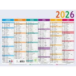 Calendrier Multicolore 22 x 29,5 cm Semestriel 2026 - Multicolore