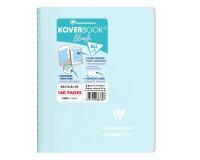 Cahier reliure intégrale enveloppante Koverbook Blush A5 160 pages ligné couverture polypropylène opaque bicolore - Bleu givré/Corail