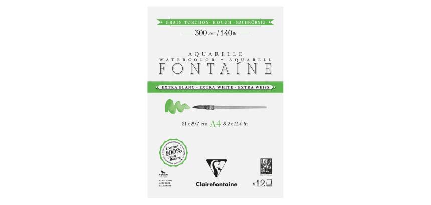 Fontaine Extra Wit, Torchon korrel, blok 2 zijden gelijmd, 12 vellen A4, 300g