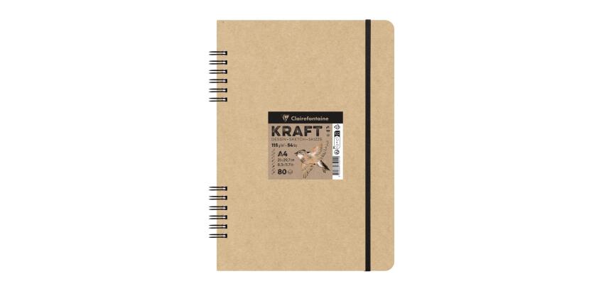 Kraft carnet double spirale 80F A4 115g