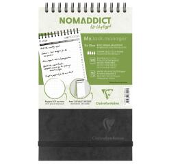 My.task.manager Age Bag bloc de bureau reliure intégrale en-tête 12x20 cm 250 pages détachables réglure DOT au verso - Noir