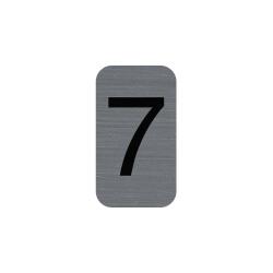 Plaque adhésive imitation Aluminium Chiffre 7 2,5x4,4 cm - Gris