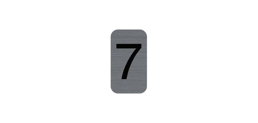 Plaque adhésive imitation Aluminium Chiffre 7 2,5x4,4 cm - Gris