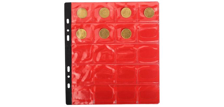 Sachet de 3 recharges numismatiques 20 cases de diamètre 40mm - 24,5x25 cm - Cristal