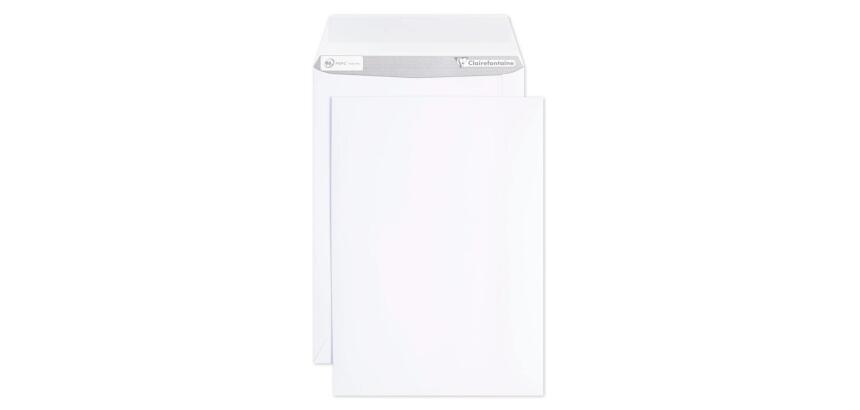 Boite de 250 Pochettes Blanches B5-176x250mm - Auto-Adhésives - 90g/m2 - Blanc
