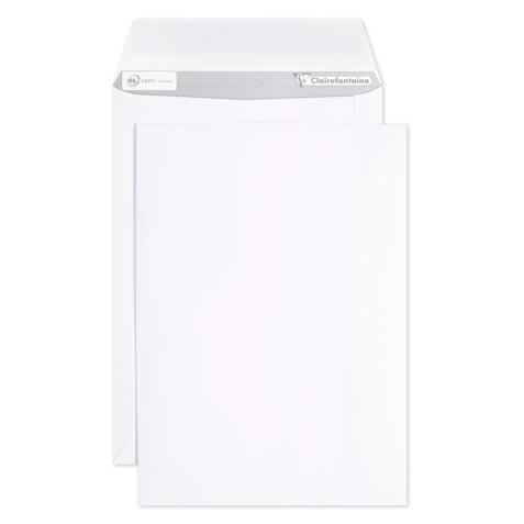 Boite de 250 Pochettes Blanches B5-176x250mm - Auto-Adhésives - 90g/m2 - Blanc