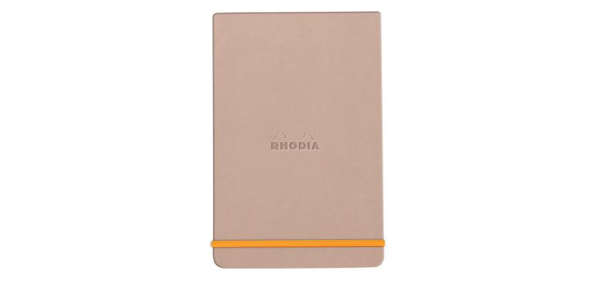 Rhodiarama Webnotepad rembordé rigide A5 192 pages ligné microperforé papier ivoire 90g fermeture élastique - Touche de rose