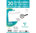 Paquet de 20 Enveloppes Blanches C6-114x162mm - Auto-Adhésives - 80g/m2 - Blanc