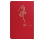 Flying Spirit Red carnet piqûre textile 7,5x12cm 48p ligné motifs assortis papier ivoire 90g - Rouge