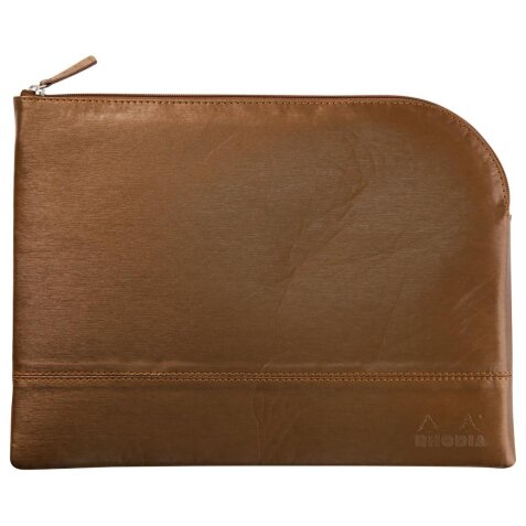 Rhodiarama pochette zippée en simili cuir - taille L (21x28 cm) - Bronze