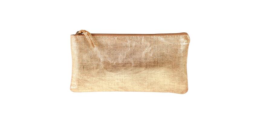 KLEO-PATHRA CUIR Trousse plate 22x11 cm Or