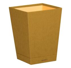 Rhodiarama corbeille à papier simili cuir italien 27x27x32 cm - Or