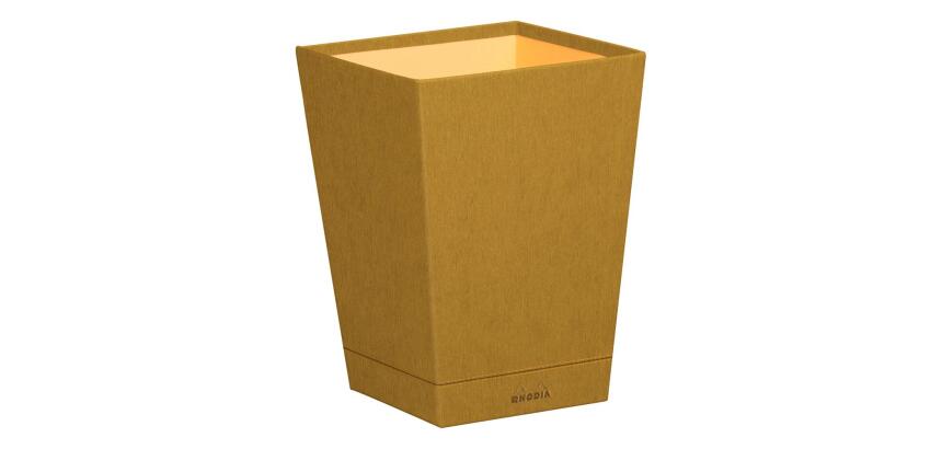 Rhodiarama corbeille à papier simili cuir italien 27x27x32 cm - Or