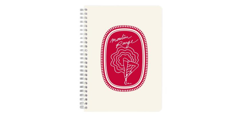Moulin Rouge, Carnet reliure intégrale A5 14,8x21 cm, 148 pages, ligné, ass.