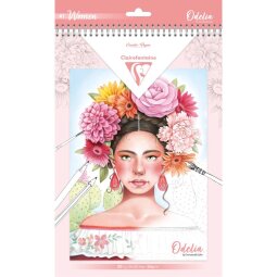 ODELIA, Bloc de coloriage multi-techniques de 20 feuilles A4 250g, Les femmes