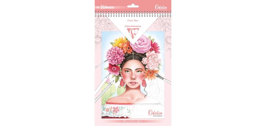 ODELIA, Bloc de coloriage multi-techniques de 20 feuilles A4 250g, Les femmes