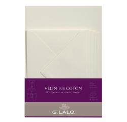 Ensemble Vélin pur coton 10 feuilles A5 et 5 enveloppes C6 - Crème