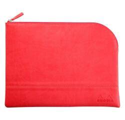 Rhodiarama pochette zippée en simili cuir - taille L (21x28 cm) - Corail