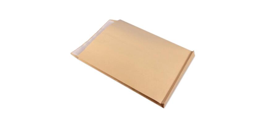 Boite de 250 Pochettes Kraft Brun C4-229x324 mm avec Soufflet de 30 mm - Auto-Adhésives - 120g/m2 - Brun