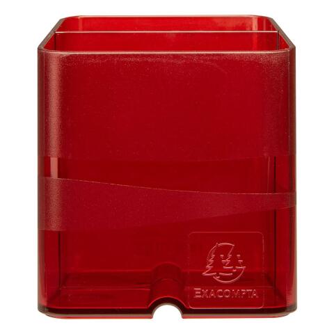 Cubiletes Pen Cube, 2 compartimentos diferentes tamaños y alturas, bloqueador de cables. CHROMALINE (translucido) - Rojo carmín