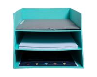 Corbeille à courrier Combo 3 niveaux carton Teksto - Couleurs assorties