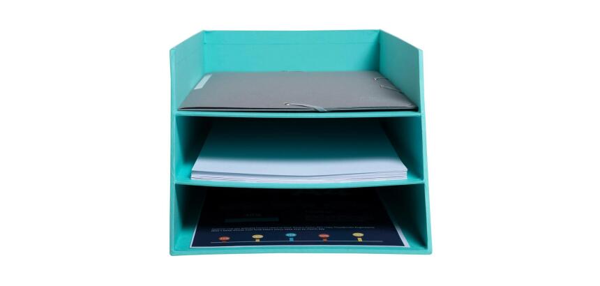 Corbeille à courrier Combo 3 niveaux carton Teksto - Couleurs assorties