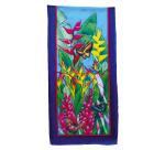 Echarpe 100% soie - 180x43cm Tropical - Blanc