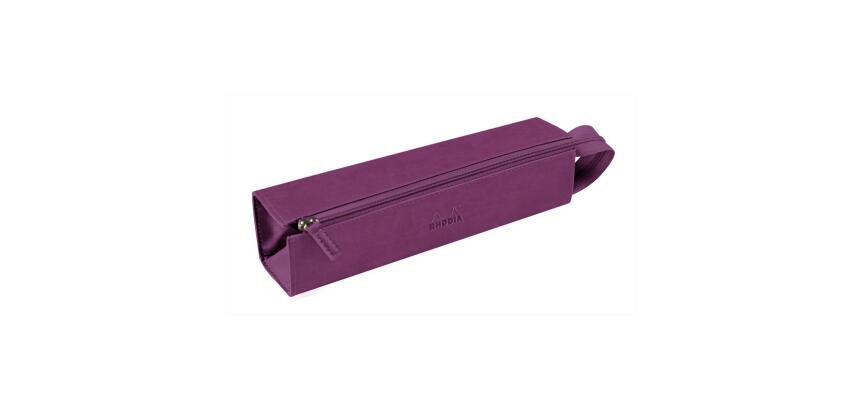 Rhodiarama trousse plumier simili cuir italien 23x5x5 cm - Violet