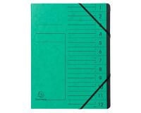 Trieur agrafé avec élastiques intérieur noir 12 compartiments - A4