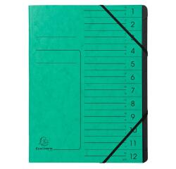 Trieur agrafé avec élastiques intérieur noir 12 compartiments - A4