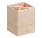 Rhodiarama pot à crayons simili cuir italien 8x8x11 cm - Beige