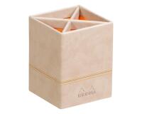 Rhodiarama pot à crayons simili cuir italien 8x8x11 cm - Beige