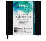 Rhodia Touch Watercolor Book, papier grain fin 100% coton 300g - 21x21 cm, 40 pages - Noir