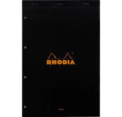 Bloc agrafé Rhodia N°20 21x31,8 cm Seyès 80 feuillets perforation 4 trous 80g - Noir