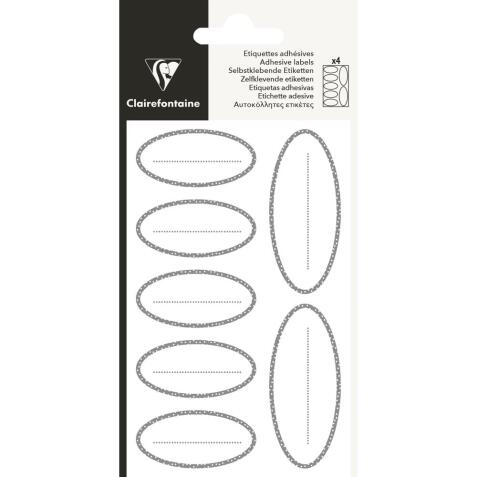 Etiquettes adhésives, ovale argent - Argent