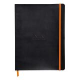 Rhodiarama carnet souple 19x25 cm 160 pages dot papier ivoire 90g fermeture élastique - Noir