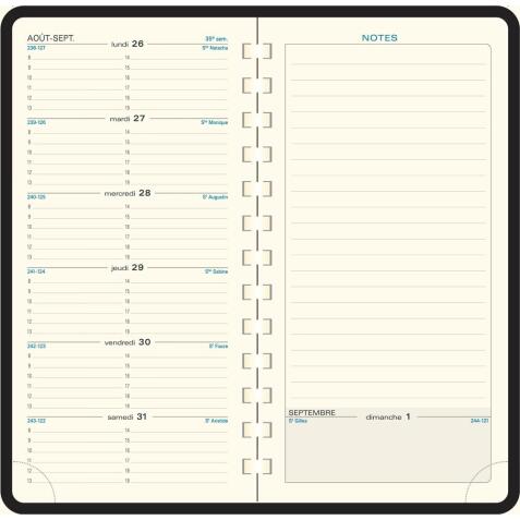 Recharge Agenda de poche Espace 17S spiralé 17,5 x 9 cm Semainier Janvier à Décembre 2026