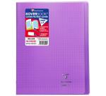 Cahier piqué Koverbook 24x32 cm 48 pages grands carreaux couverture polypropylène transparent - Violet
