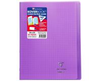 Cahier piqué Koverbook 24x32 cm 48 pages grands carreaux couverture polypropylène transparent - Violet